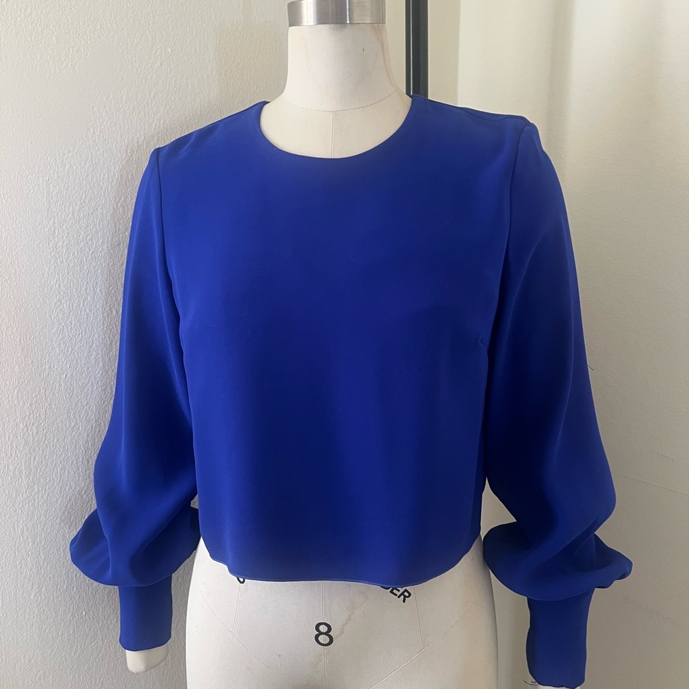 Babaton Aritzia cropped Blue Women's Blouse with voluminous sleeves size M